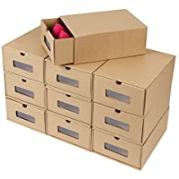 MVPower 10 Cajas de Papel Kraft para Zapatos Apilable- Zapatero Cajón Plegable- Caja de Almacenamiento- Ahorro de…